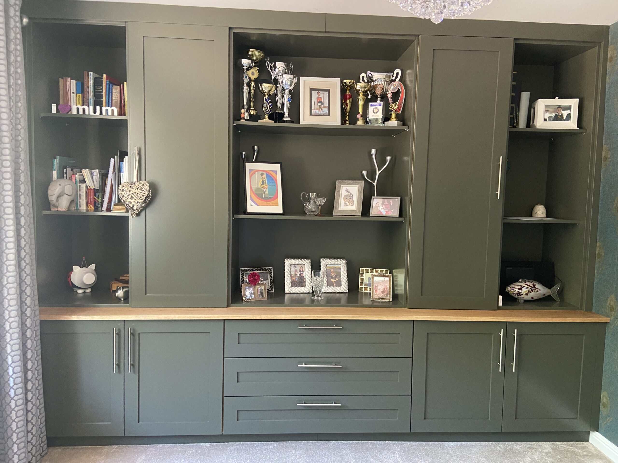 Wall-to-Wall Shelving with Shaker Doors