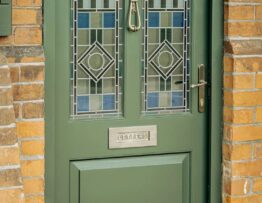 Bespoke Victorian style Accoya front door with stained glass panels in Branston Booths Lincoln