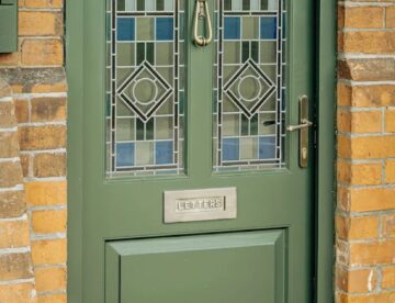 Bespoke Victorian style Accoya front door with stained glass panels in Branston Booths Lincoln