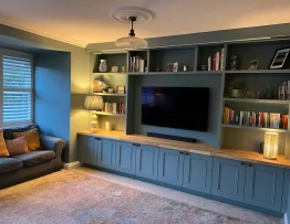 media wall installation in progress showing bespoke fitted cabinetry in Lincoln