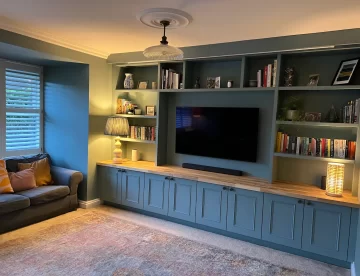 media wall installation in progress showing bespoke fitted cabinetry in Lincoln