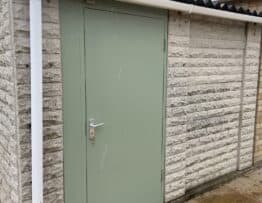 Bespoke external door with hardwood frame fitted to an outbuilding in North Hykeham.